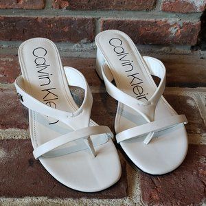 White Calvin Klein Backless Strappy Sandals Size 7M, never worn